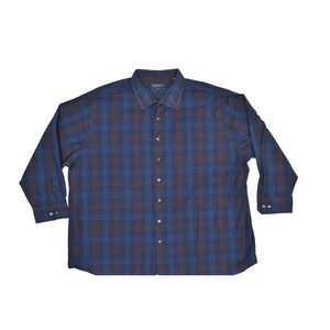 SYNRGY Men's Blue Red Plaid Long Sleeve Button Down Dress Shirt Size 3XL